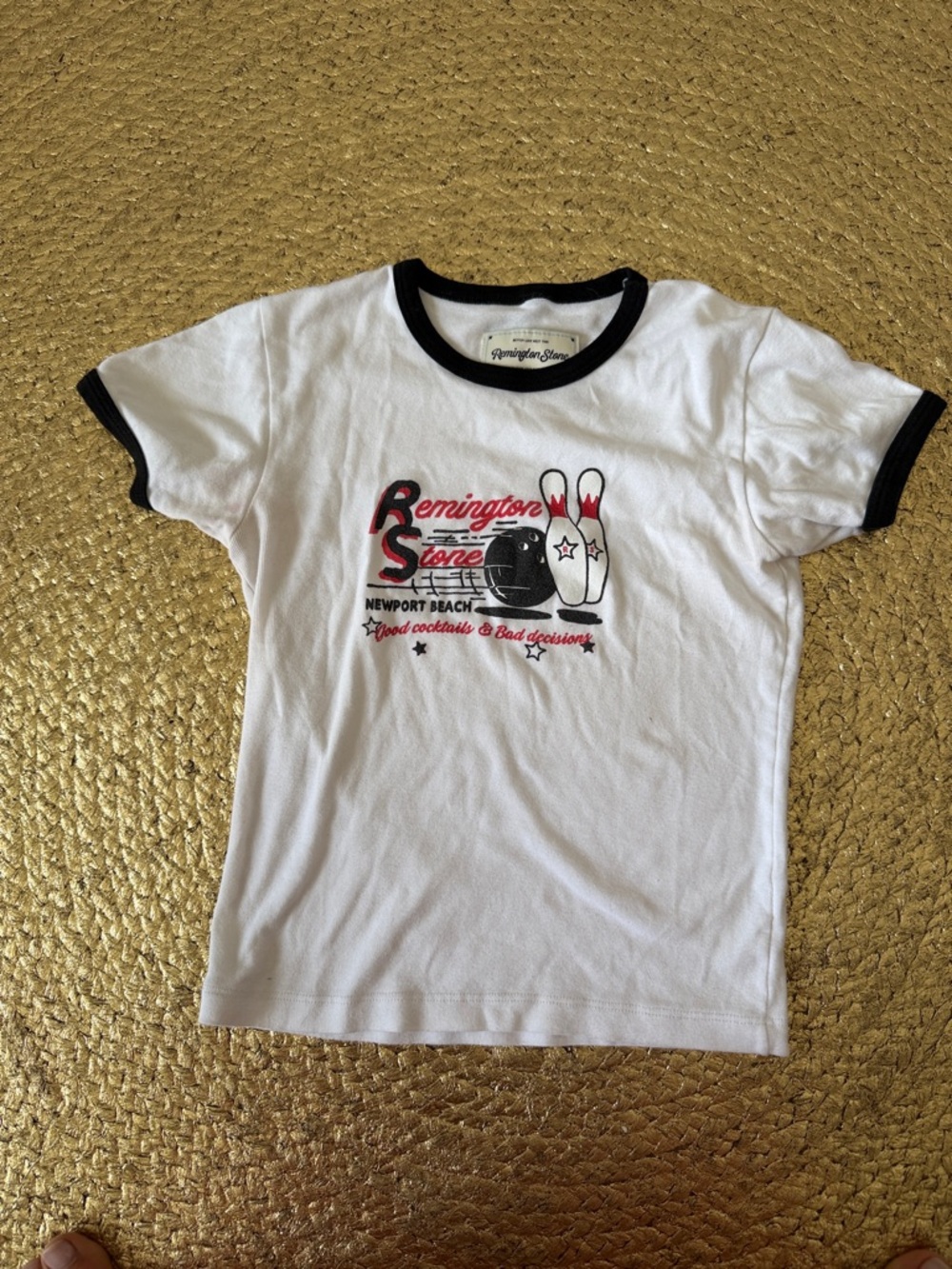 Remington White & Black Ringer Bowling Graphic Tee